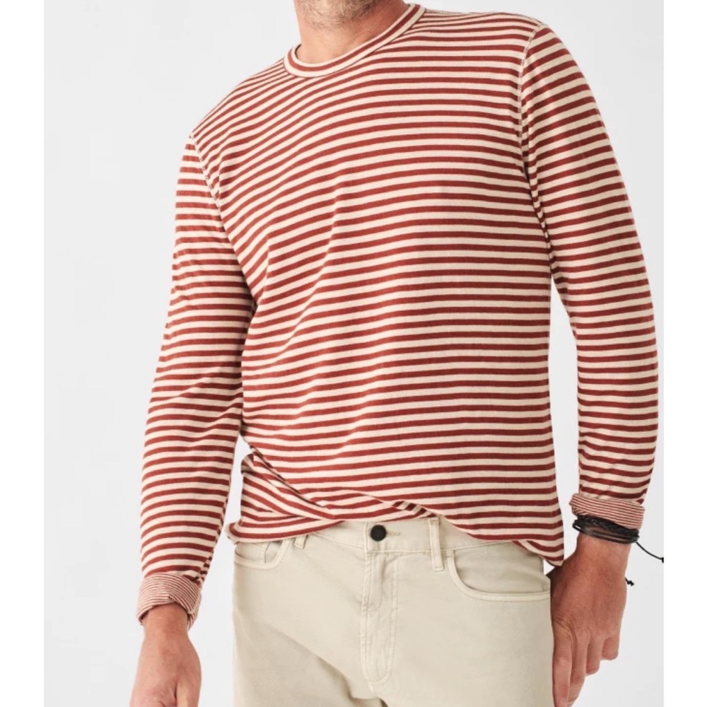 Faherty Cloud Long Sleeve Reversible Striped Tee … - image 1
